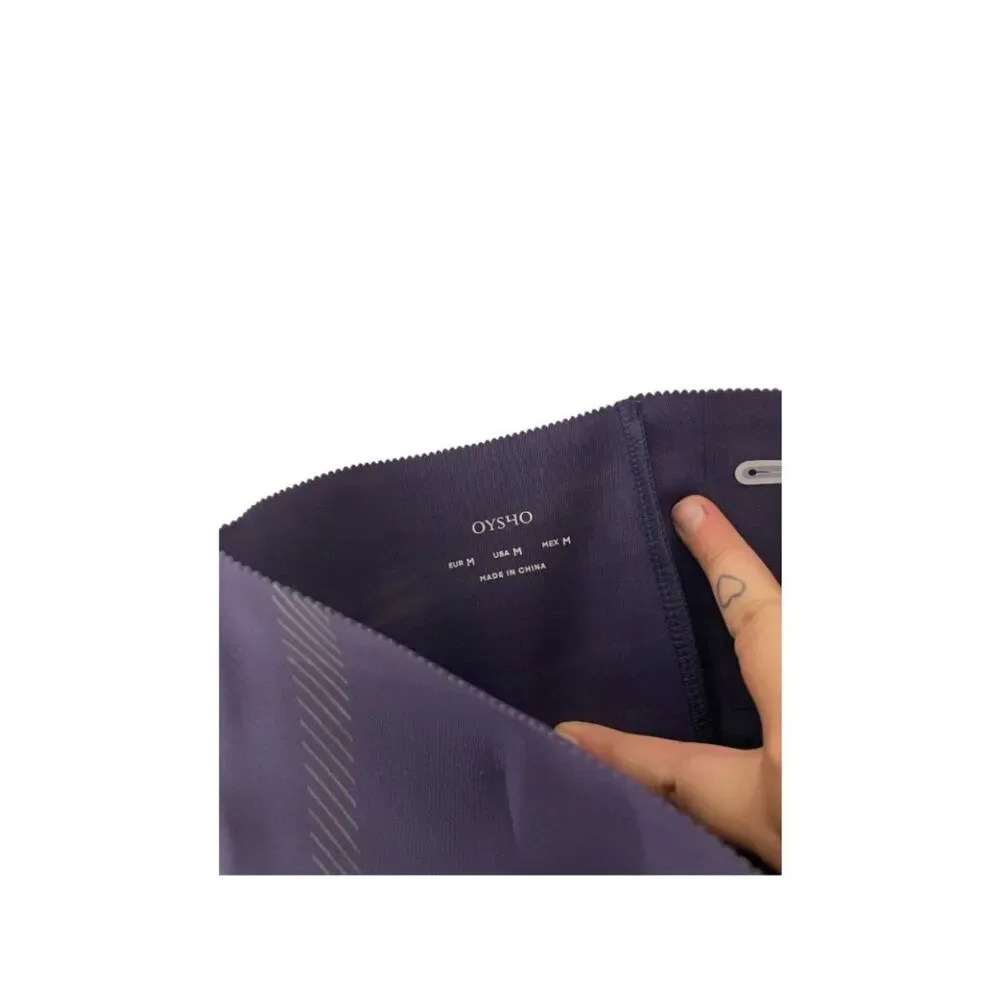 Oysho Compressive Womens Leggings Medium Purple Reflective Detail 3202/254 NWT